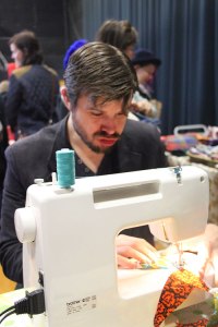 Mike at the sewing machine!